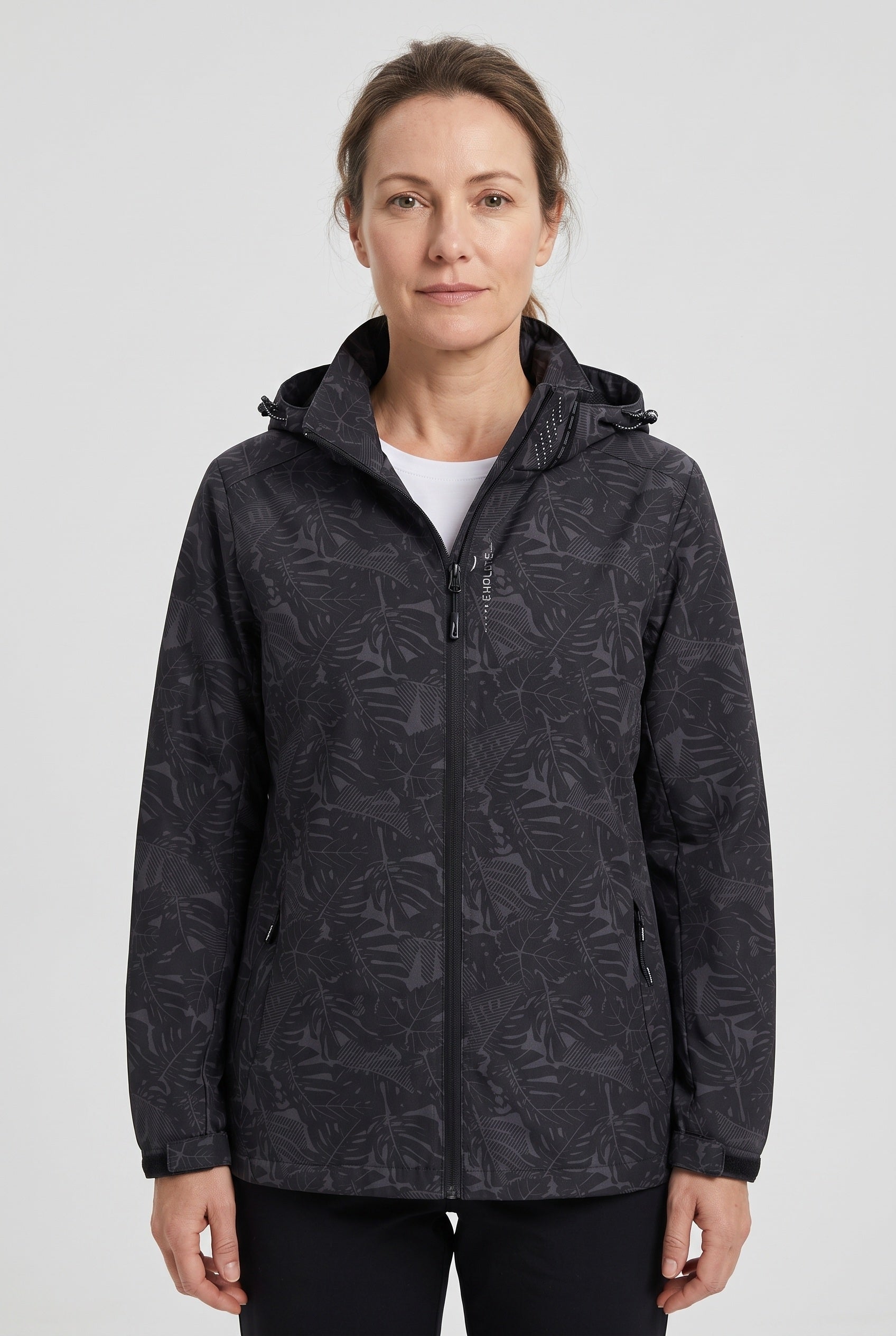 Women's Rain Jacket | Hooded Leaf Print - 1