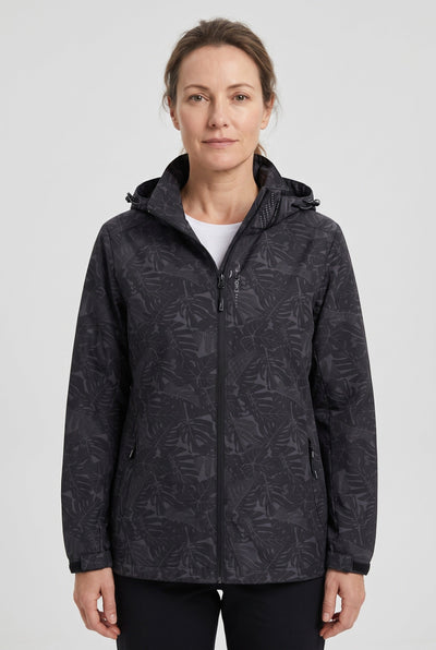 Women's Rain Jacket | Hooded Leaf Print - 1