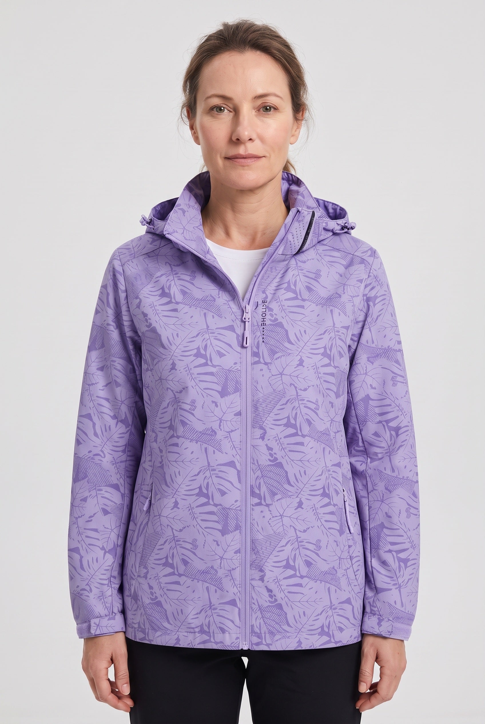 Women's Rain Jacket | Hooded Leaf Print - 5