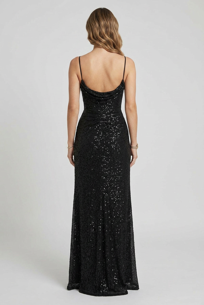 Women's Sequin Dress | Corset Bodice High Slit Maxi - 2