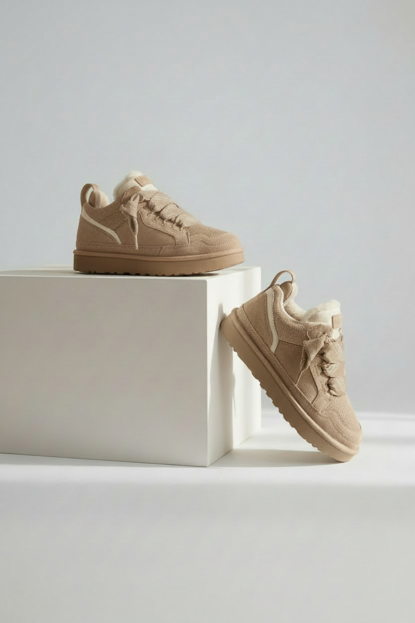 Women's Sneakers | Faux Shearling Collar with Lug Sole - 4