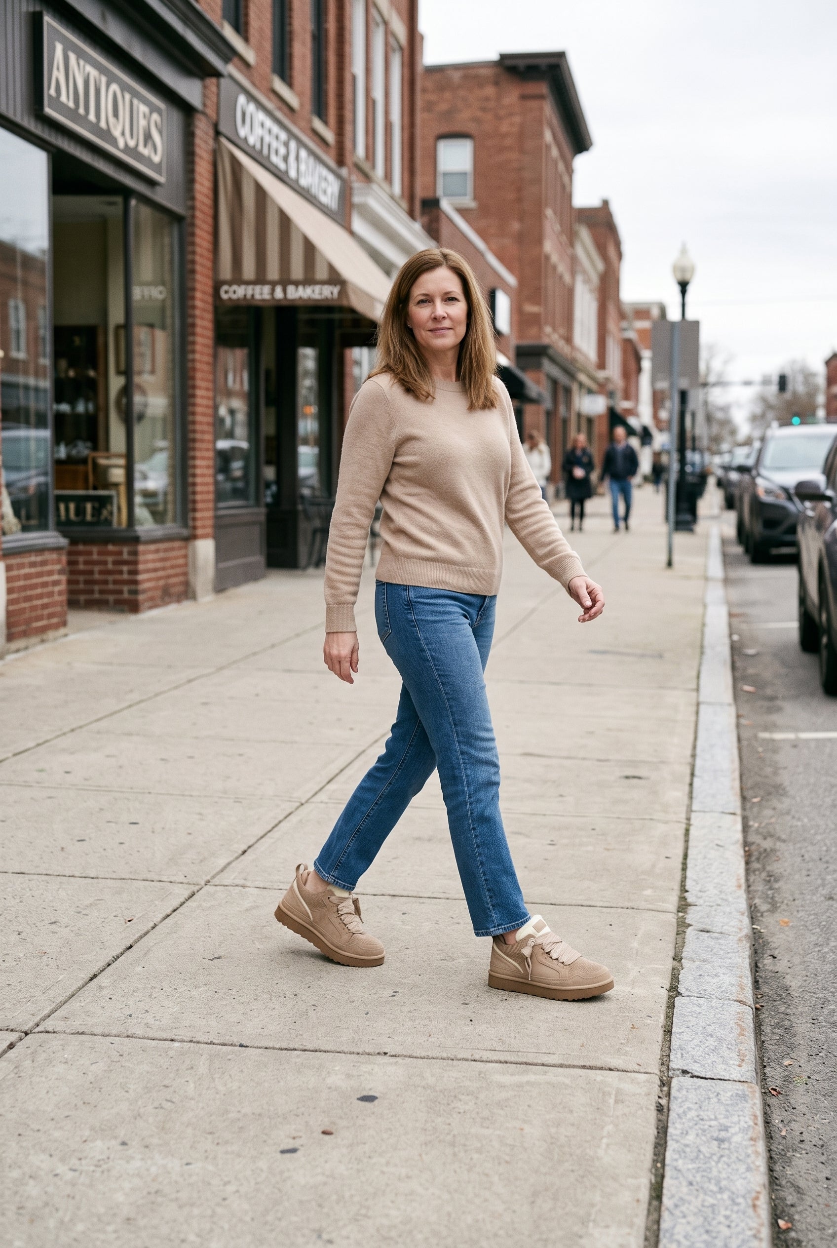 Women's Sneakers | Faux Shearling Collar with Lug Sole - Beige lifestyle
