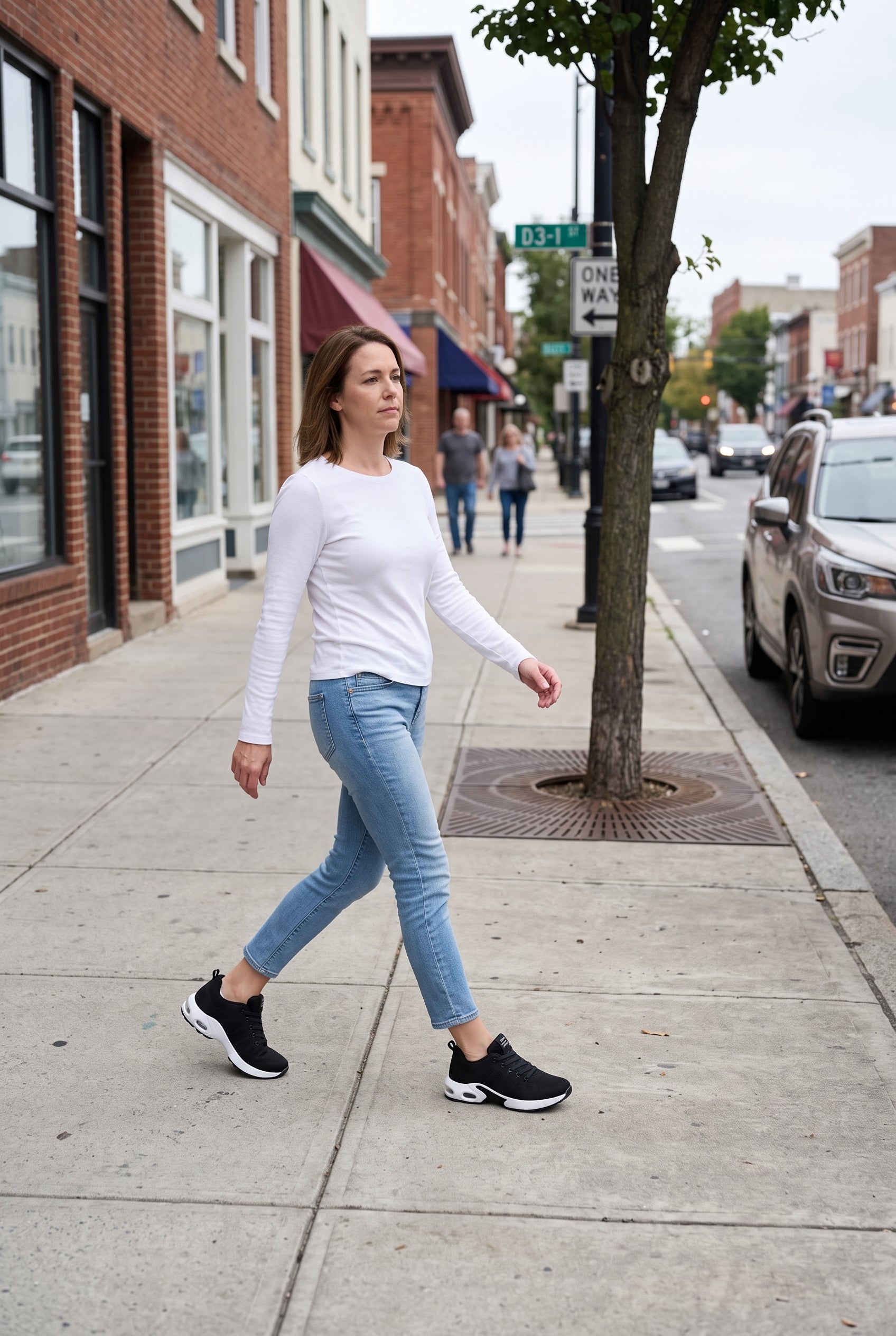 Women's Sneakers | Lace-Up with Visible Air Unit - Black lifestyle