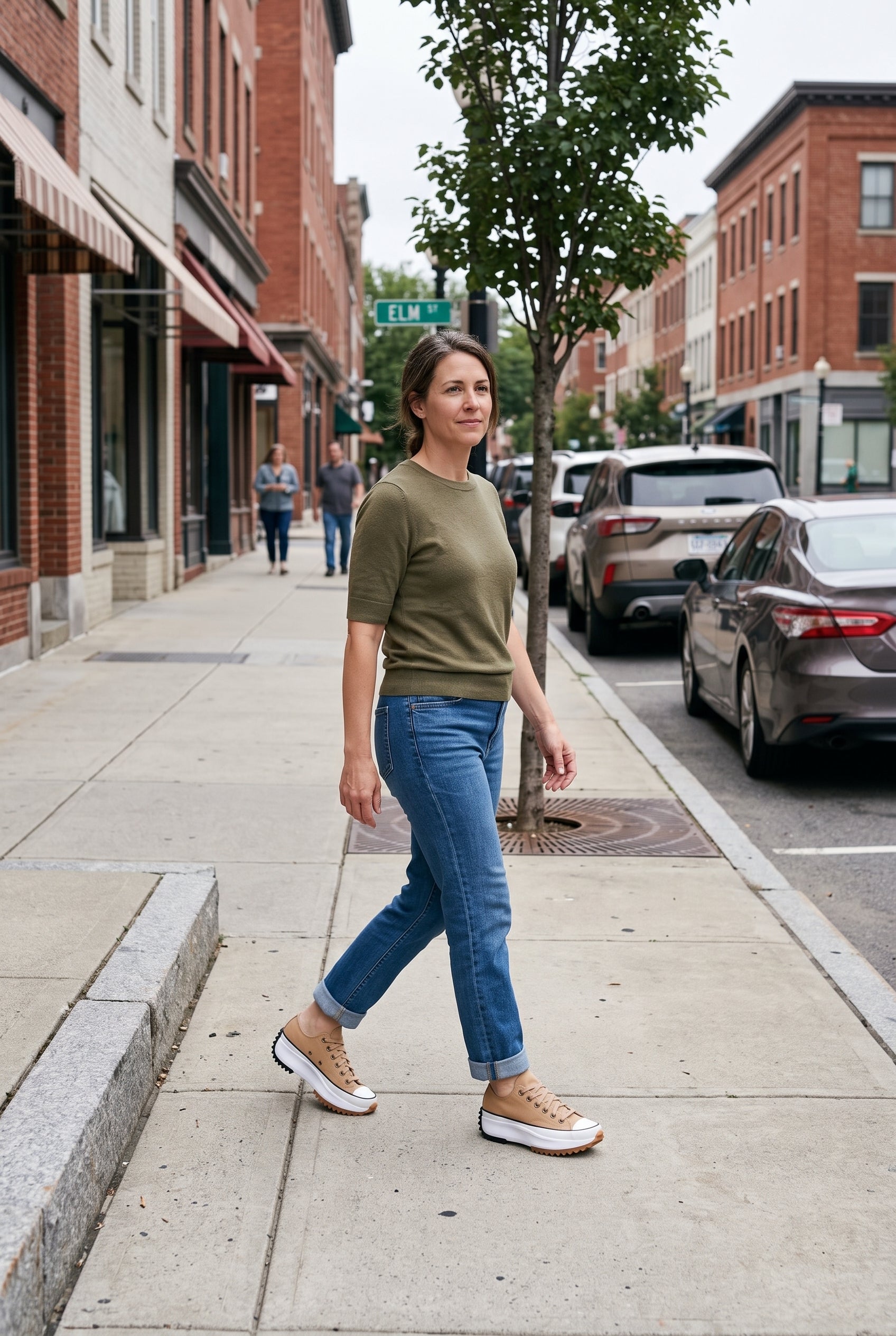 Women's Sneakers | Molded Platform with Saw-Tooth Outsole - Sandstone Beige lifestyle