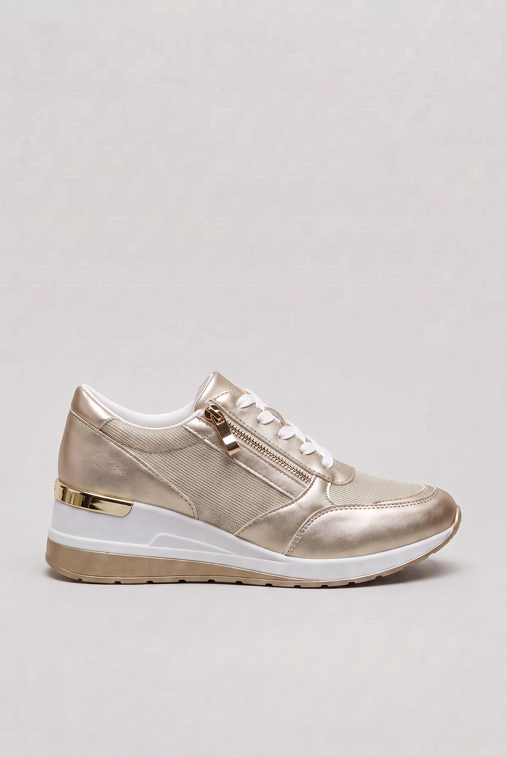 Women's Sneakers | Side Zip with Hidden Wedge Heel - 1