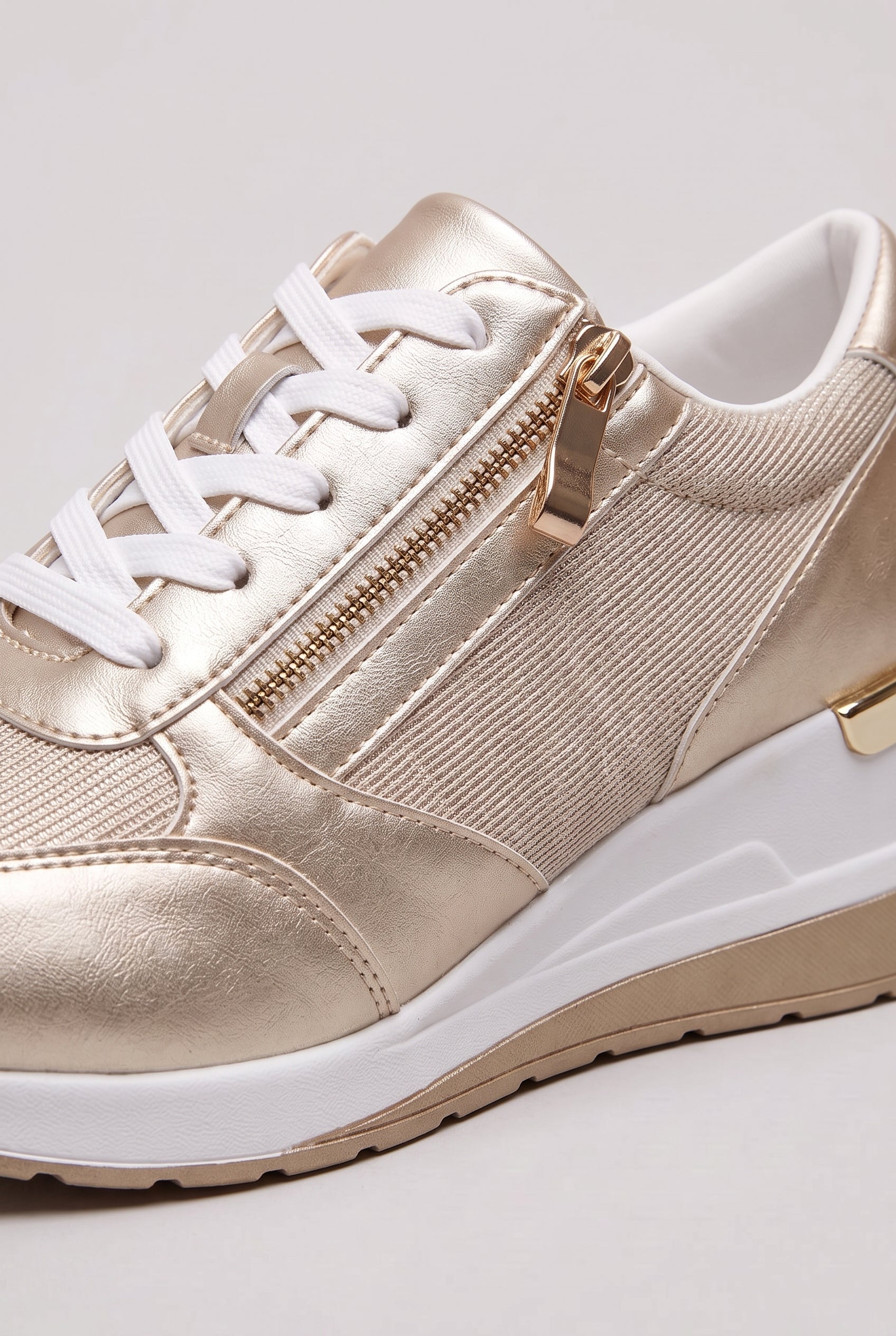 Women's Sneakers | Side Zip with Hidden Wedge Heel - 2