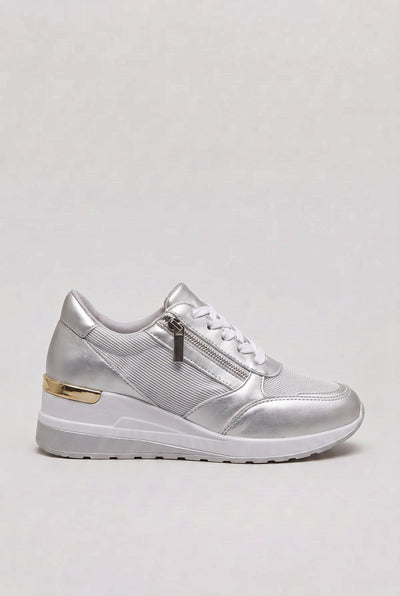 Women's Sneakers | Side Zip with Hidden Wedge Heel - 4