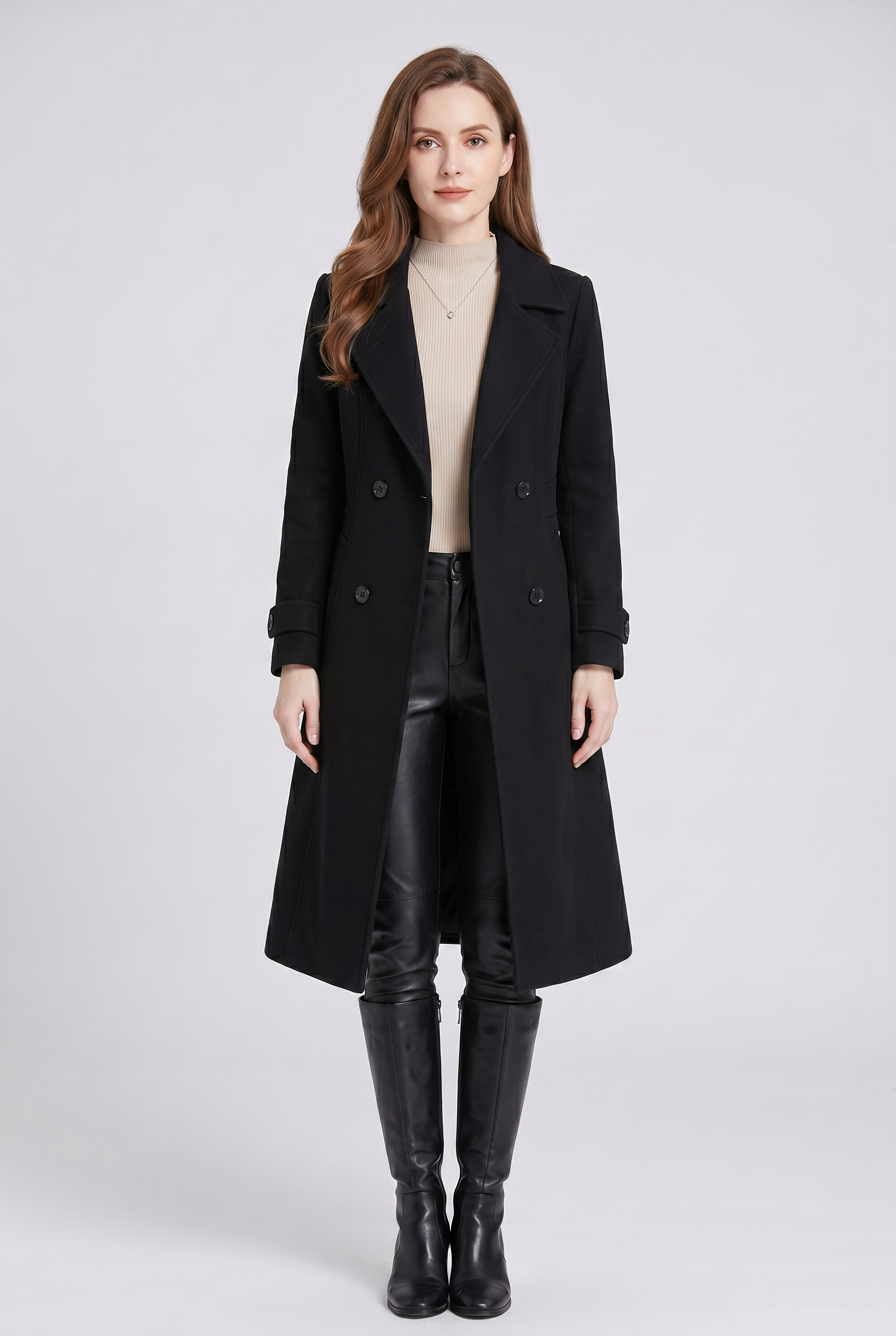 Women's Trench Coat | Double Breasted with Belted Back - 1