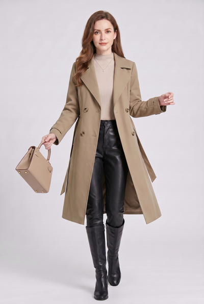 Women's Trench Coat | Double Breasted with Belted Back - 5