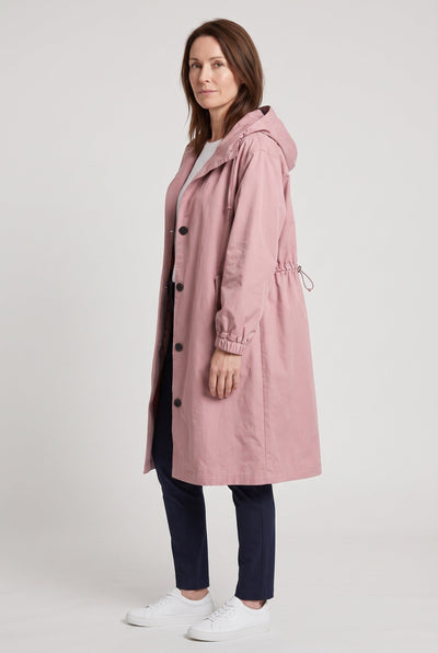 Women's Trench Coat | Oversized Hood with Drawcord Waist - 10