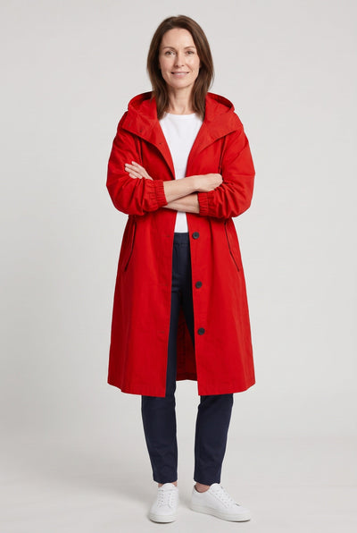 Women's Trench Coat | Oversized Hood with Drawcord Waist - 8