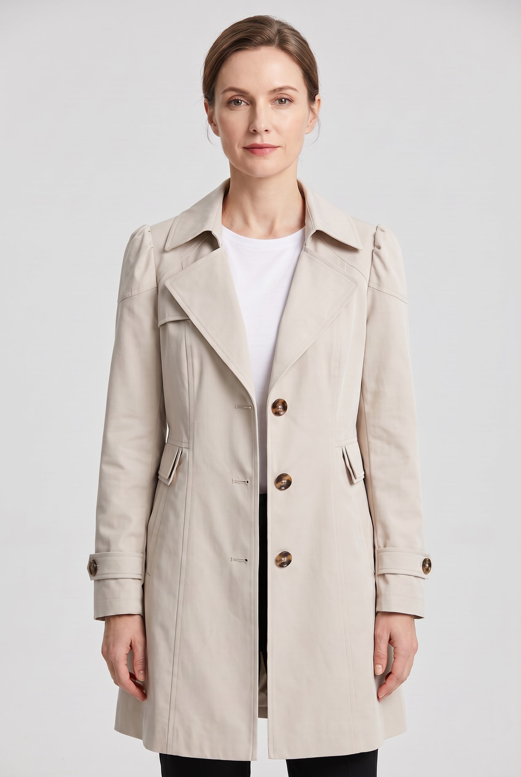 Women's Trench Coat | Single Breasted Notch Lapel - 1