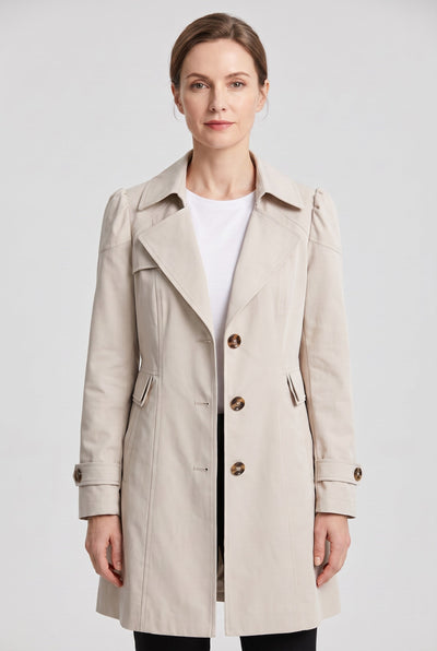 Women's Trench Coat | Single Breasted Notch Lapel - 1