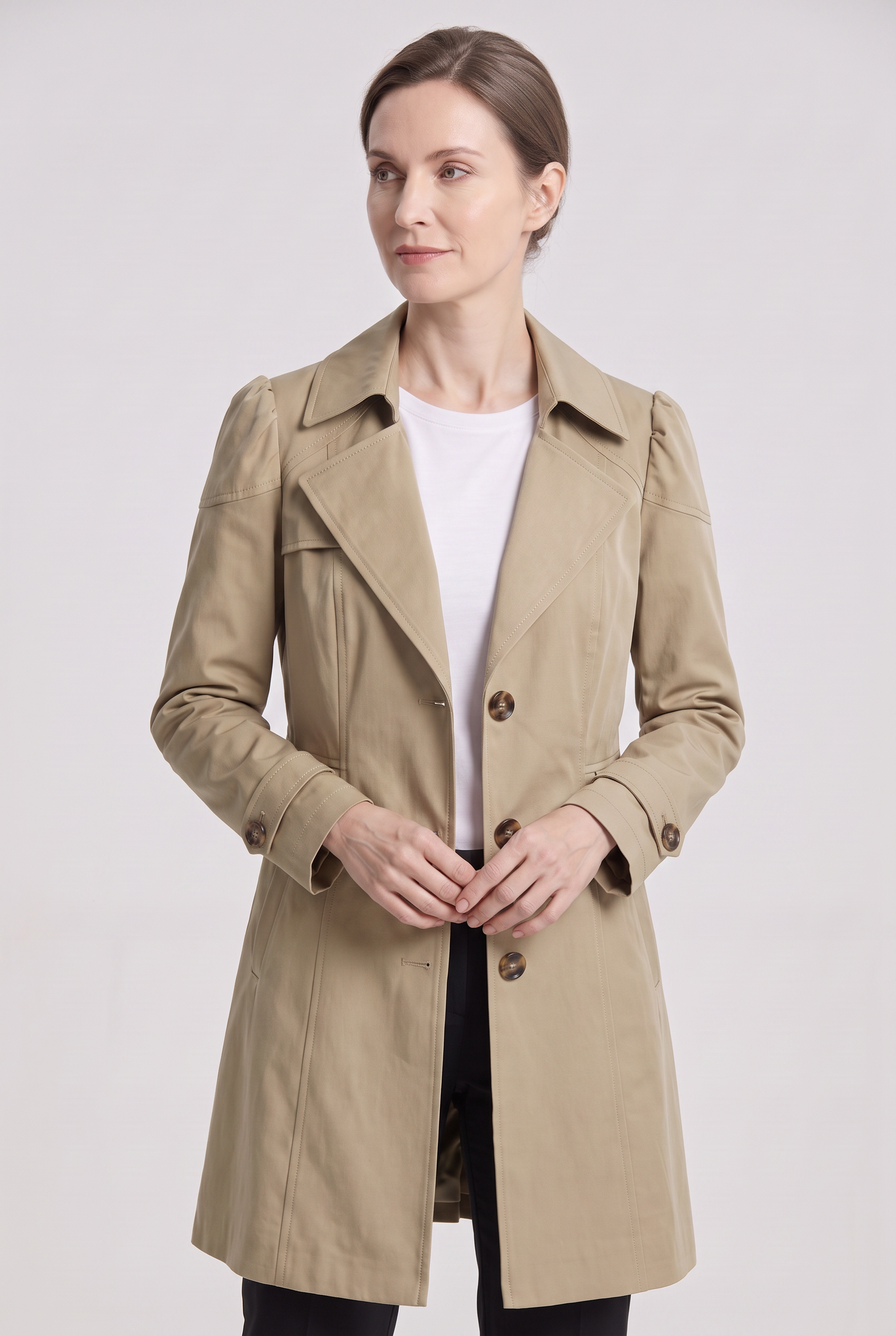 Women's Trench Coat | Single Breasted Notch Lapel - 6