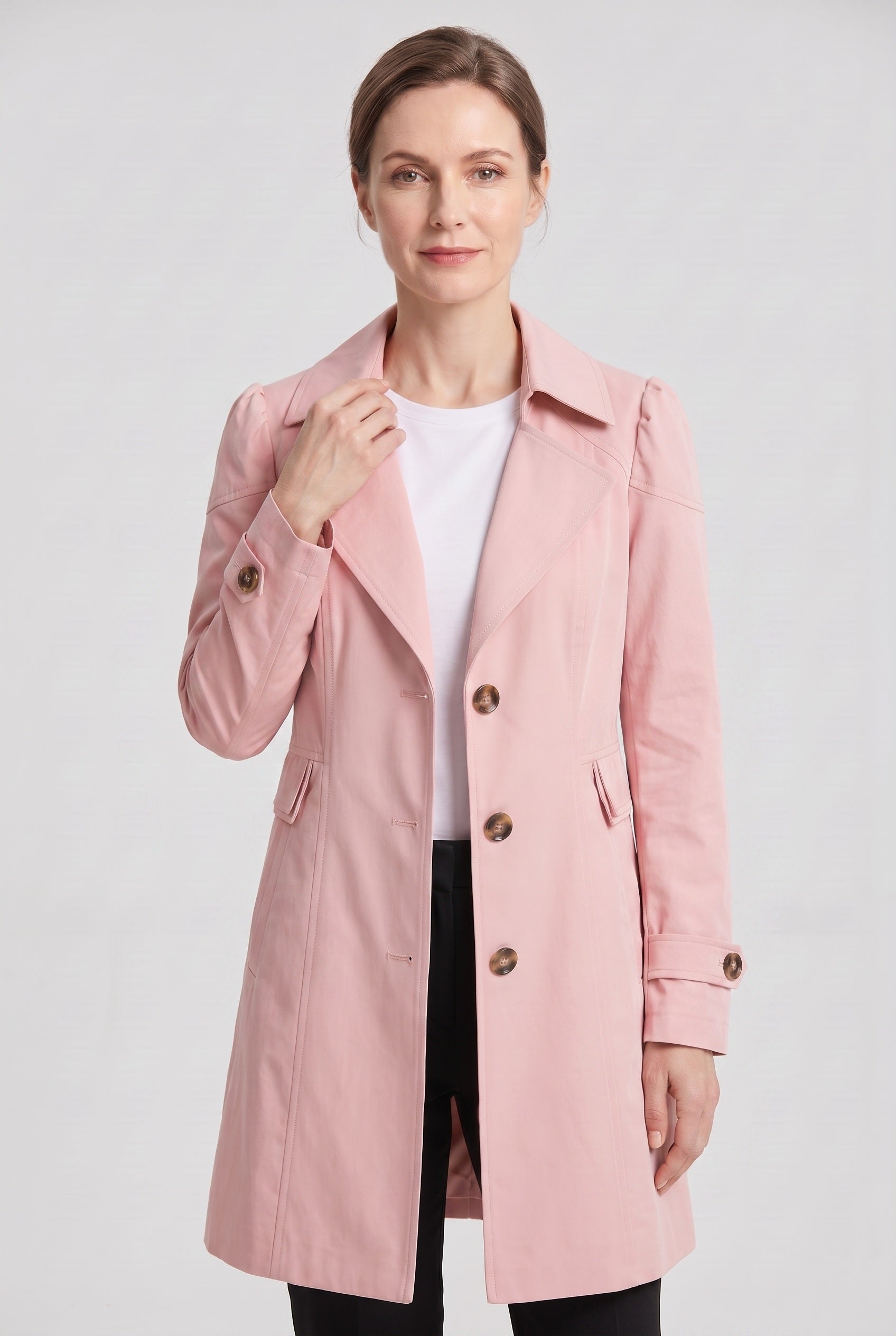 Women's Trench Coat | Single Breasted Notch Lapel - 7