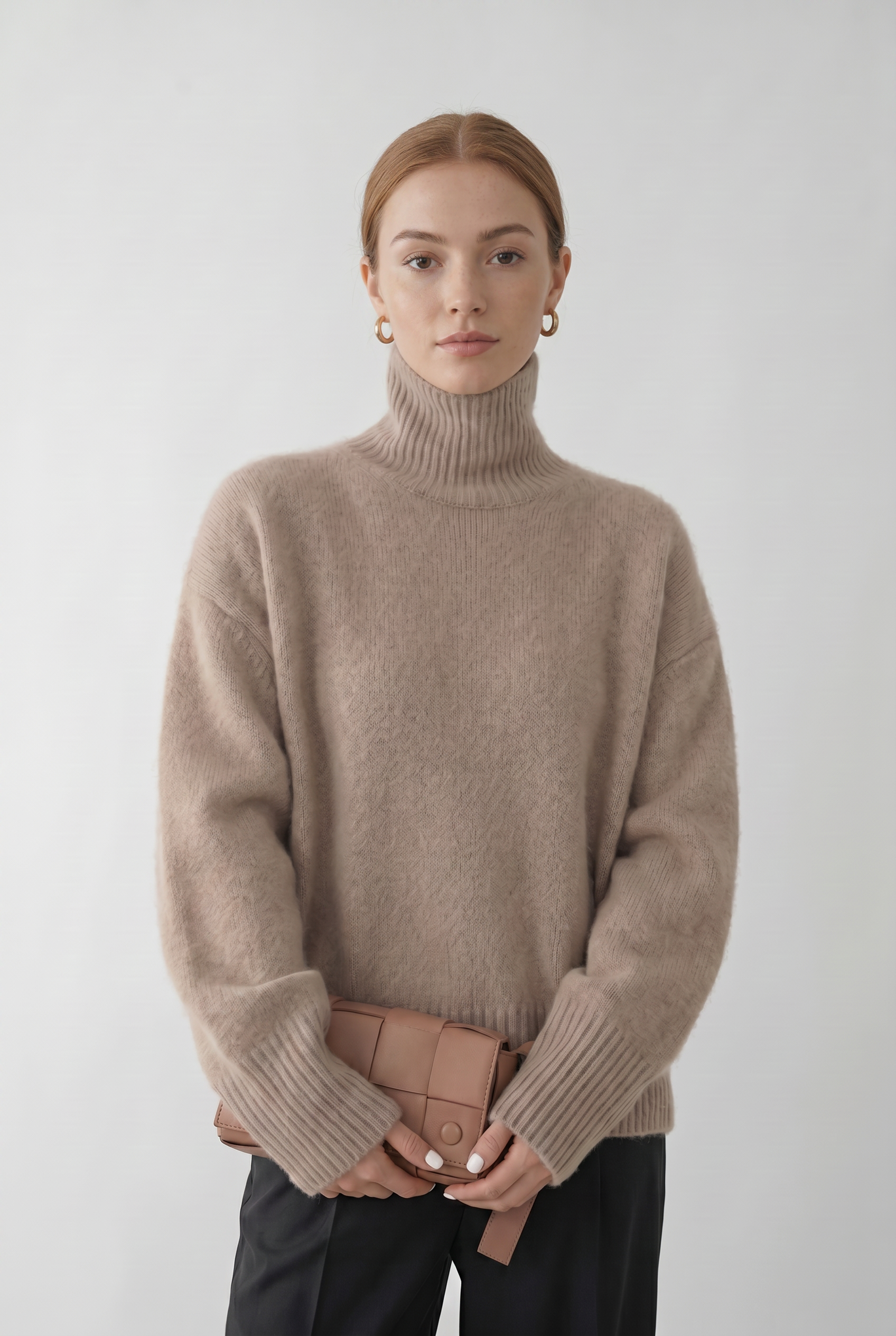 Women's Turtleneck Sweater | Drop Shoulder Relaxed Fit - 1
