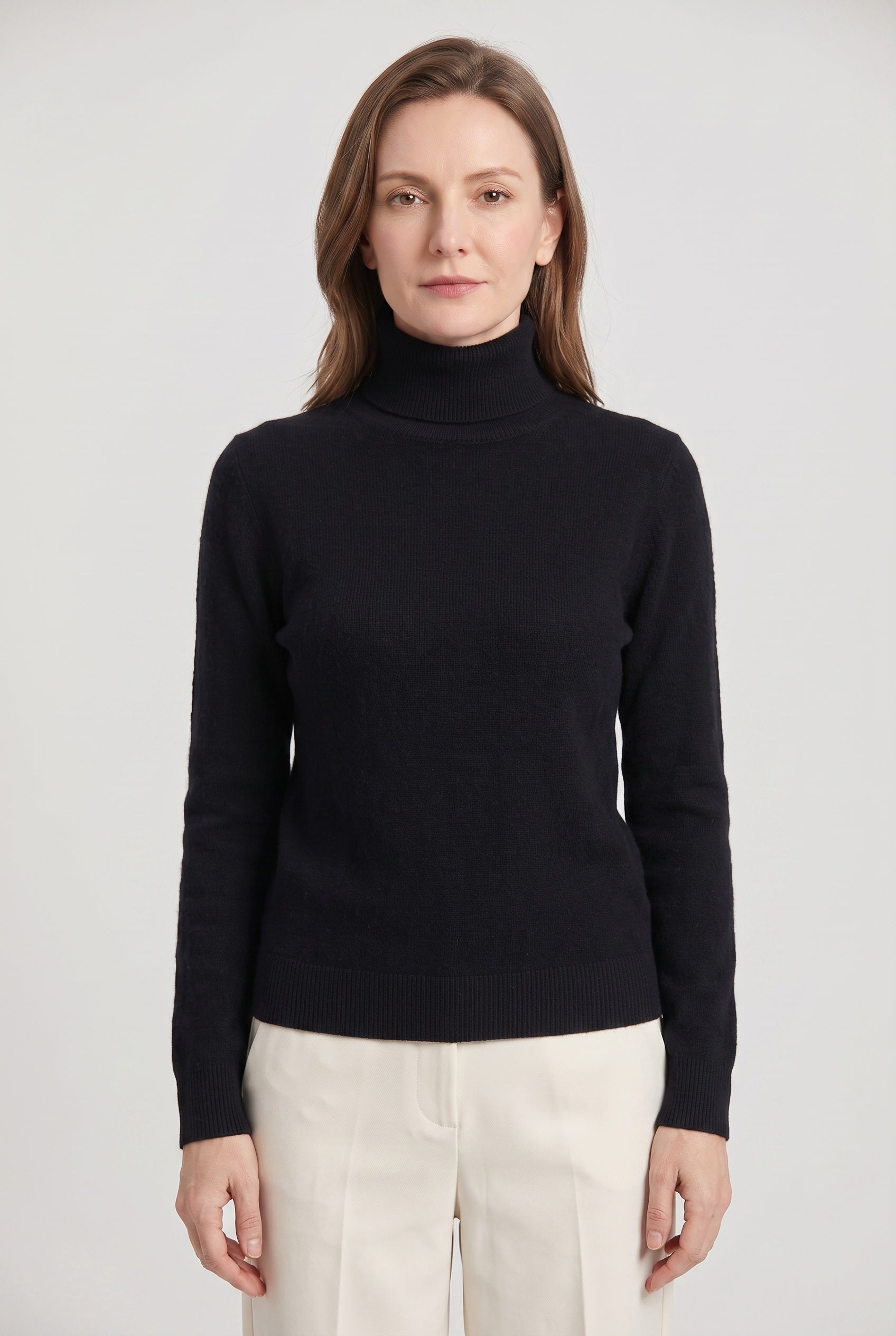 Women's Turtleneck Sweater | Slim Fit Ribbed Cuffs - 1