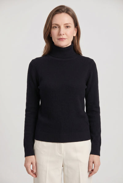 Women's Turtleneck Sweater | Slim Fit Ribbed Cuffs - 1