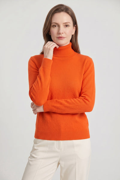 Women's Turtleneck Sweater | Slim Fit Ribbed Cuffs - 10