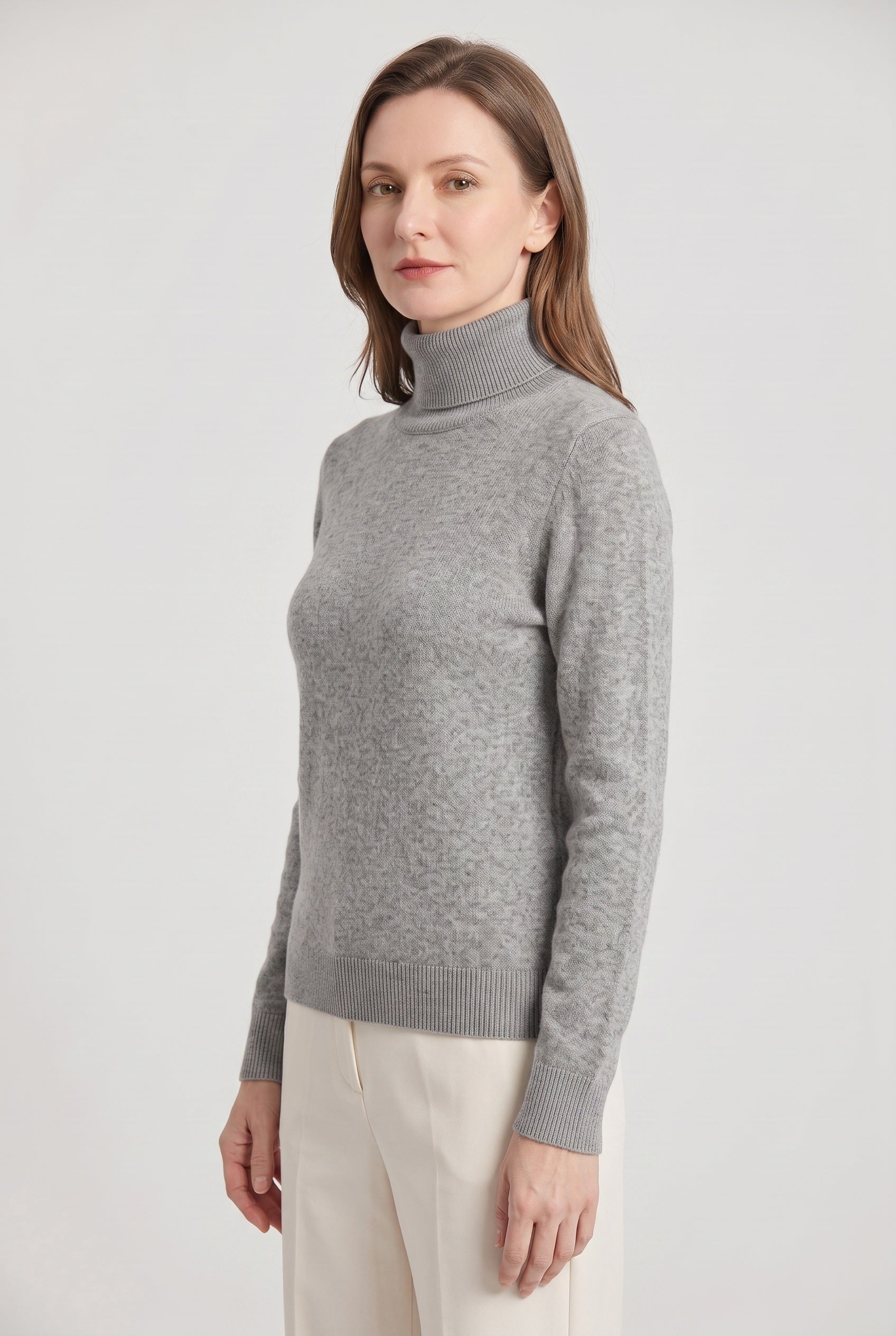 Women's Turtleneck Sweater | Slim Fit Ribbed Cuffs - 11