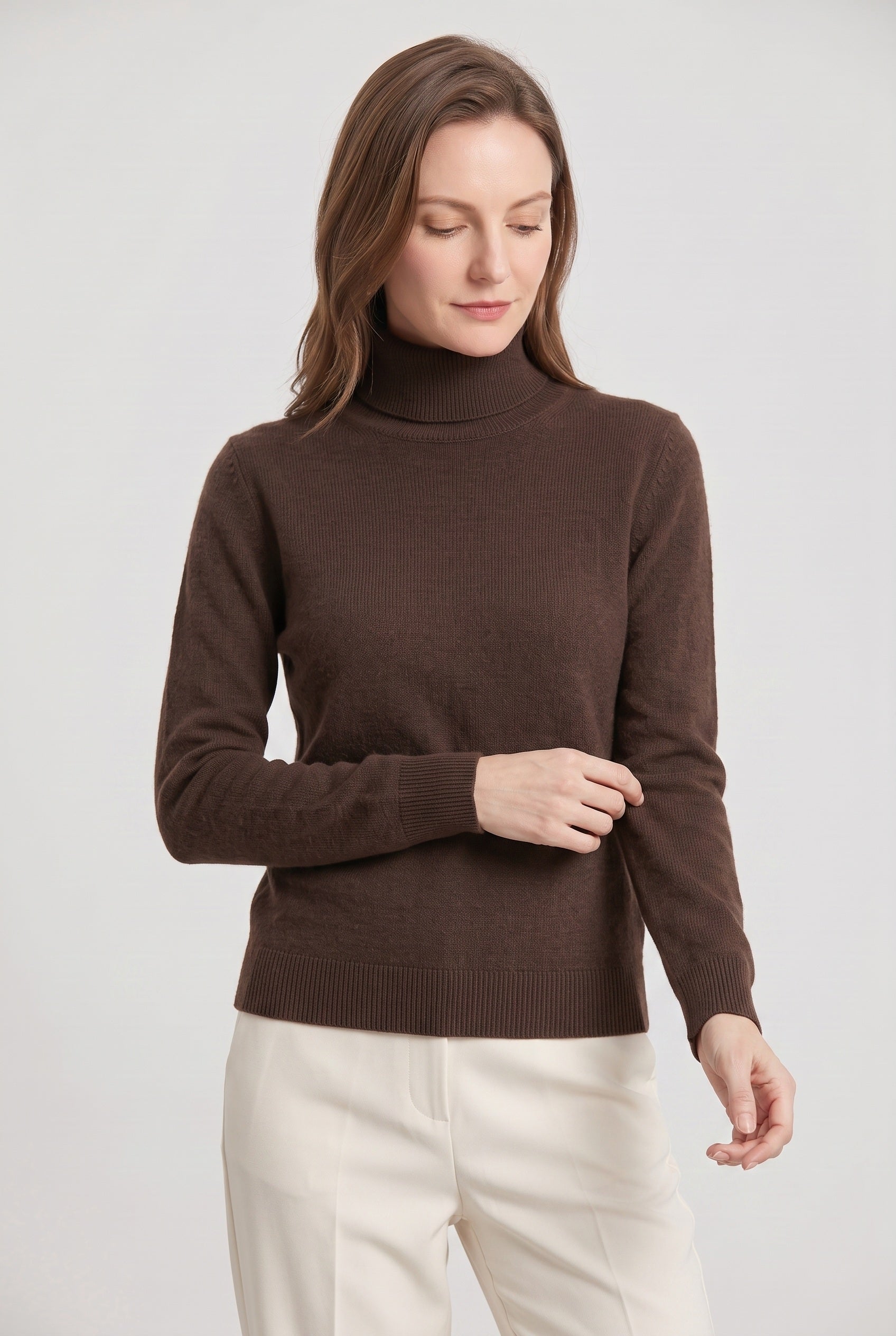 Women's Turtleneck Sweater | Slim Fit Ribbed Cuffs - 13