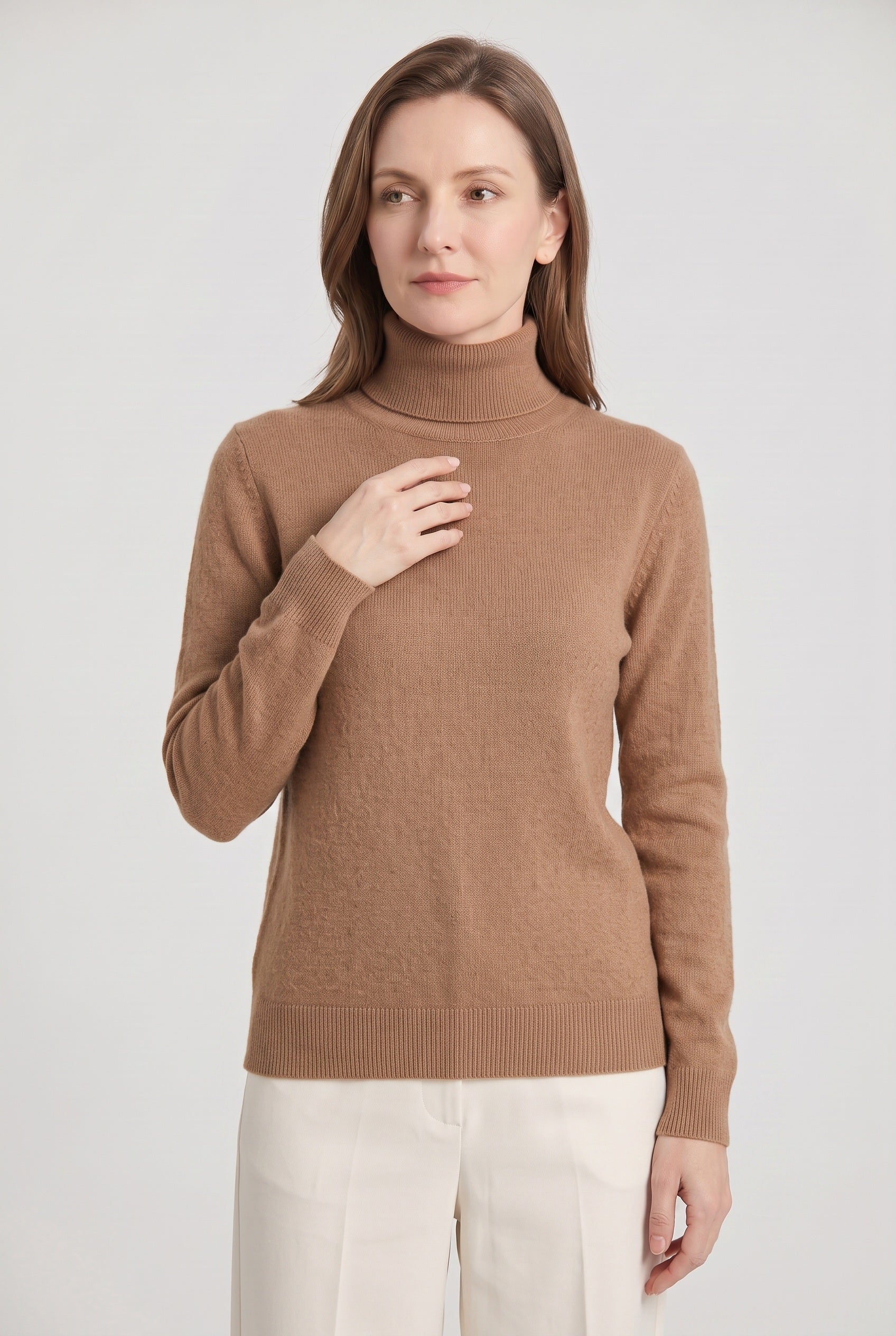 Women's Turtleneck Sweater | Slim Fit Ribbed Cuffs - 14