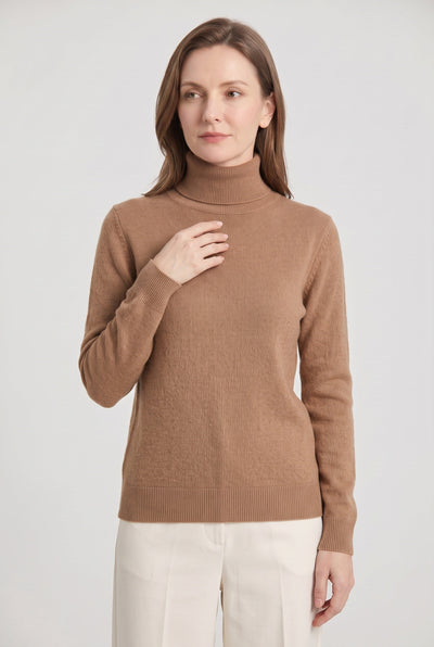 Women's Turtleneck Sweater | Slim Fit Ribbed Cuffs - 14