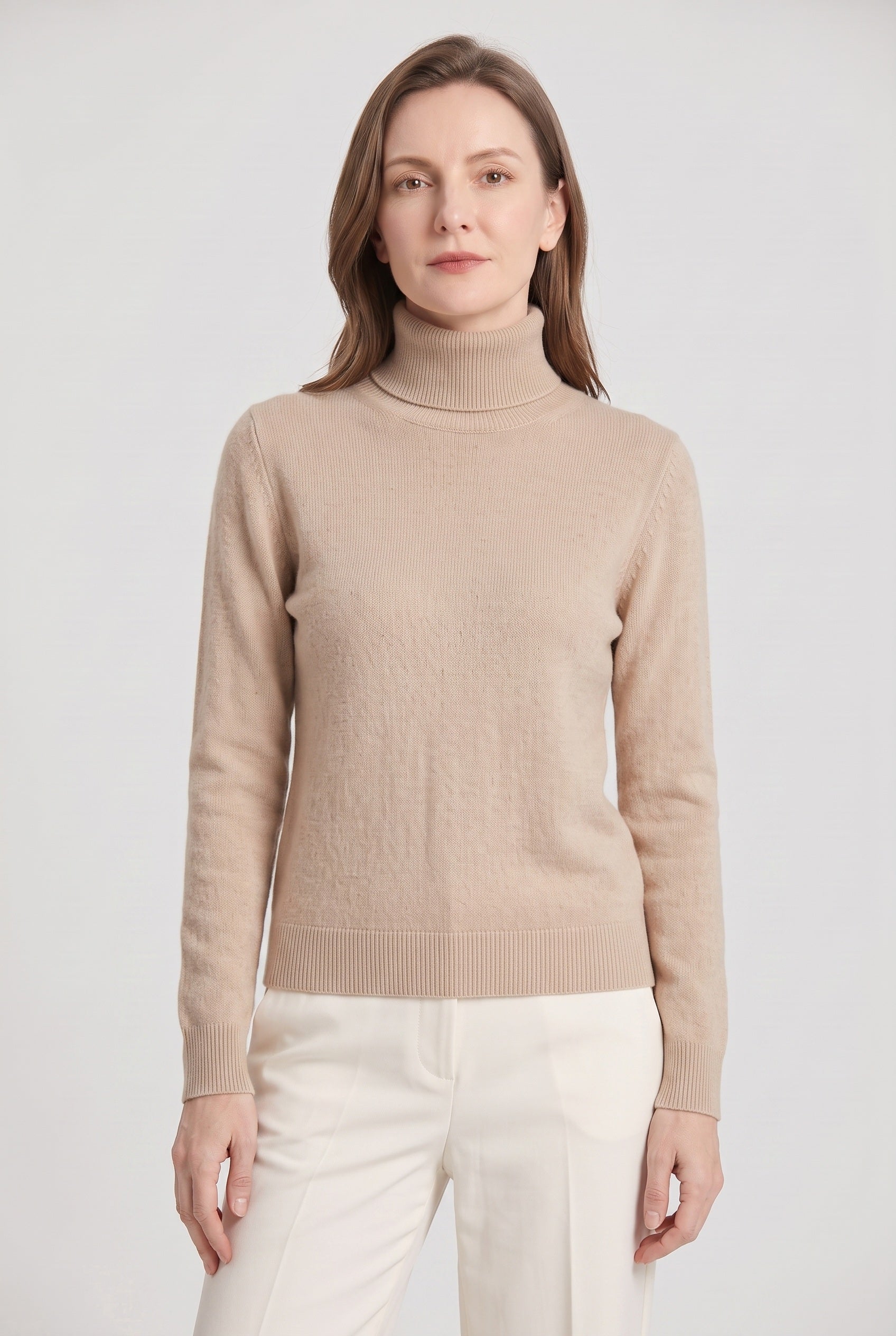 Women's Turtleneck Sweater | Slim Fit Ribbed Cuffs - 15