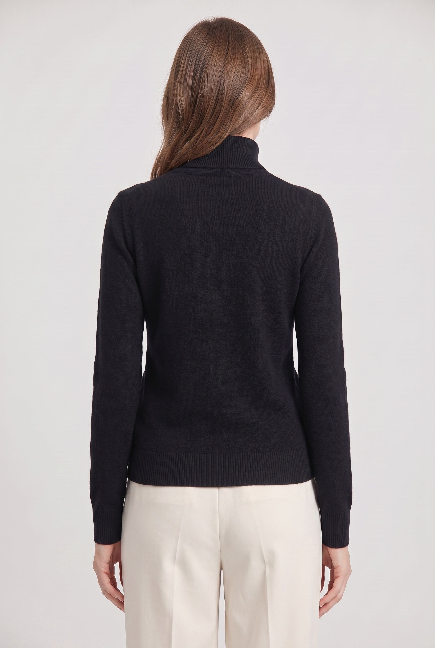 Women's Turtleneck Sweater | Slim Fit Ribbed Cuffs - 2