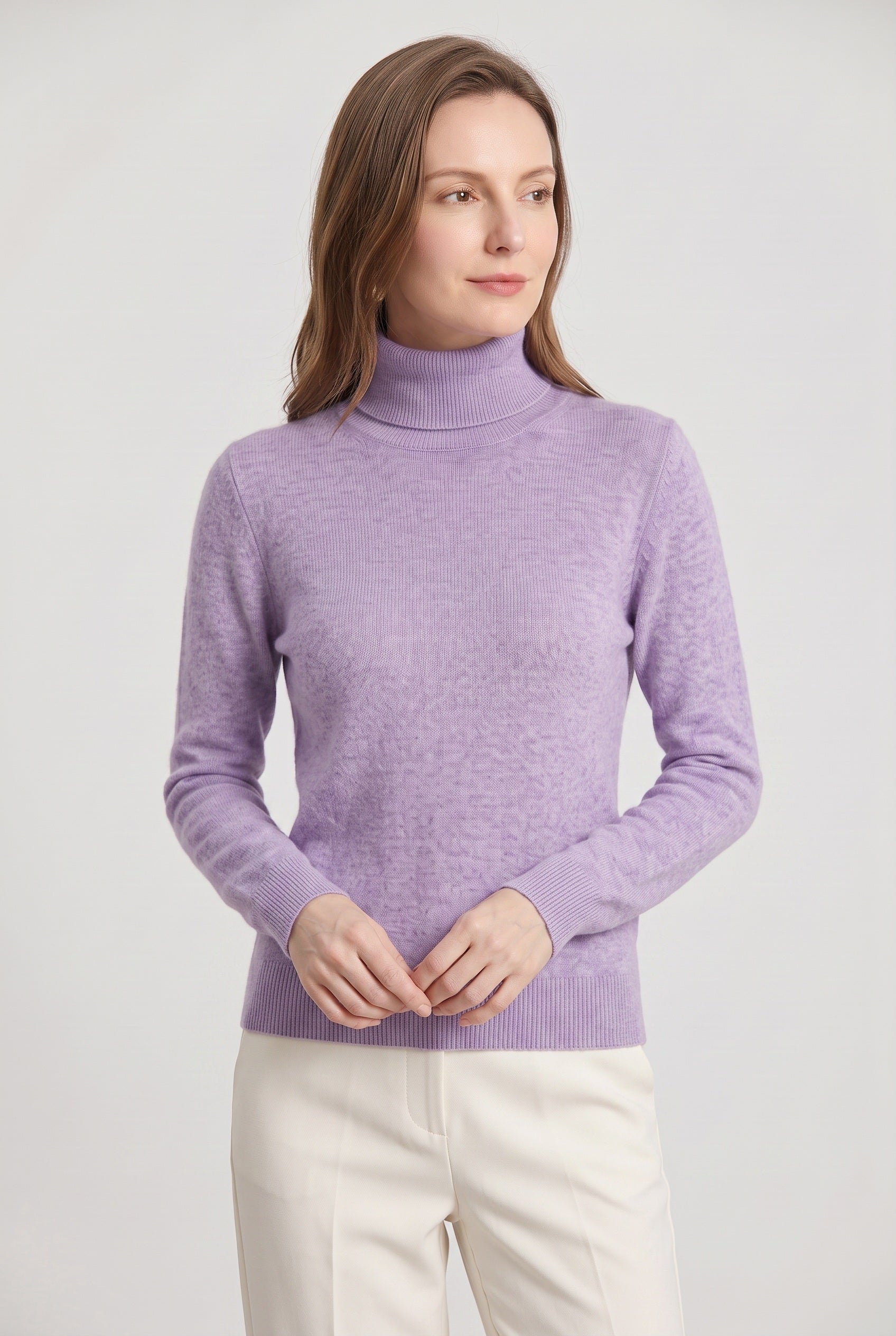 Women's Turtleneck Sweater | Slim Fit Ribbed Cuffs - 6