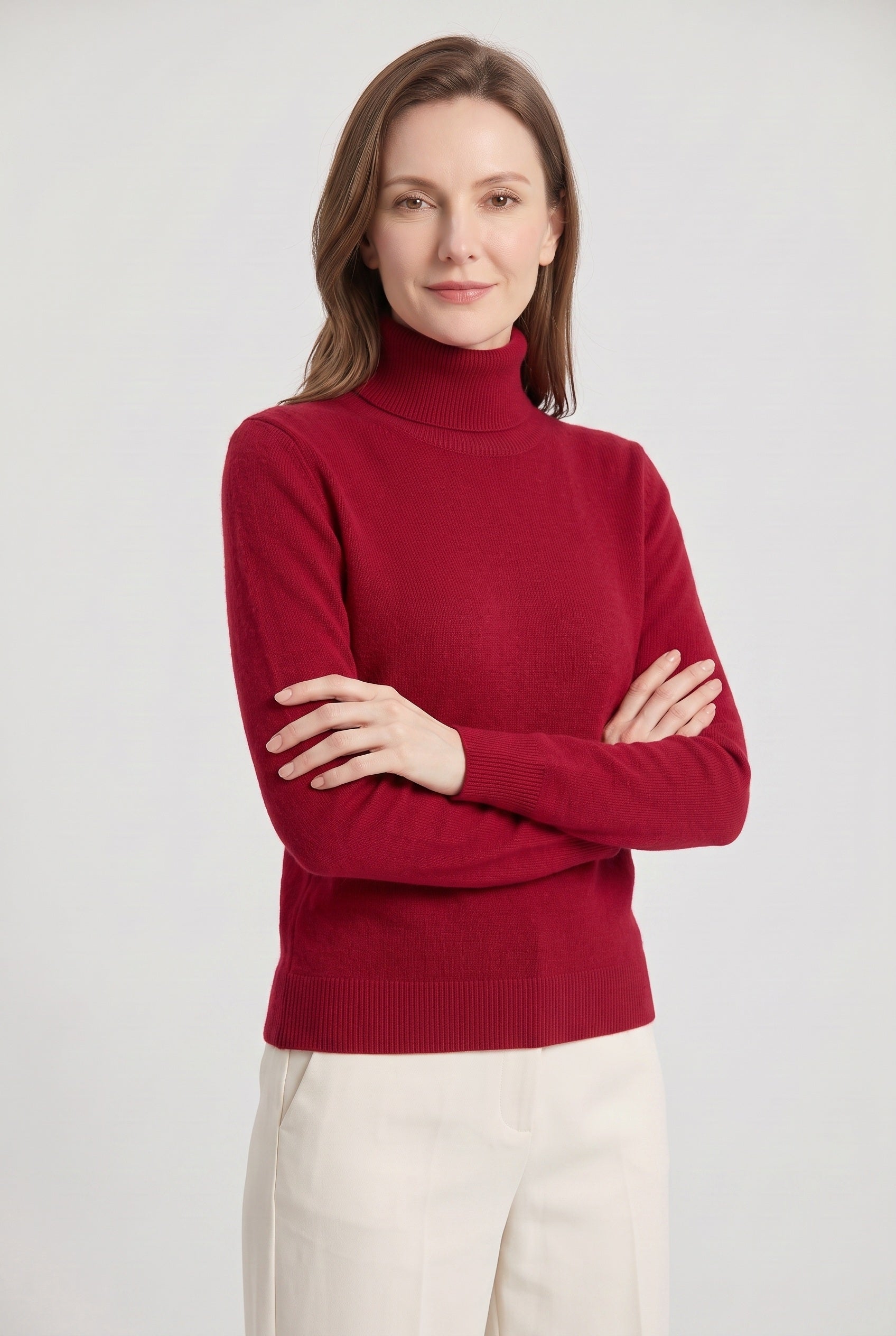 Women's Turtleneck Sweater | Slim Fit Ribbed Cuffs - 9