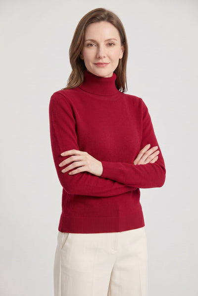 Women's Turtleneck Sweater | Slim Fit Ribbed Cuffs - 9