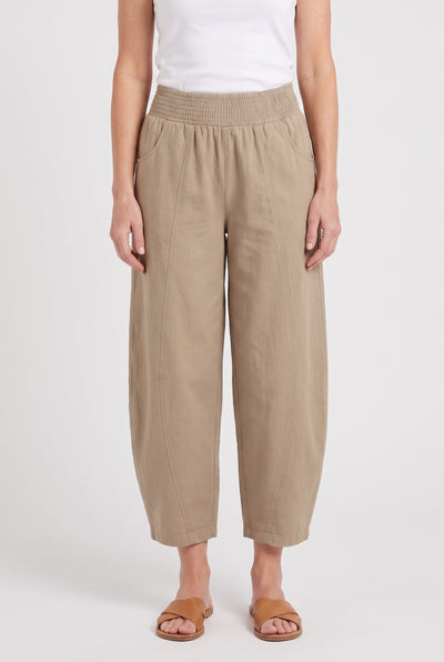 Women's Wide Leg Pants | Cropped Smocked Waist - 1