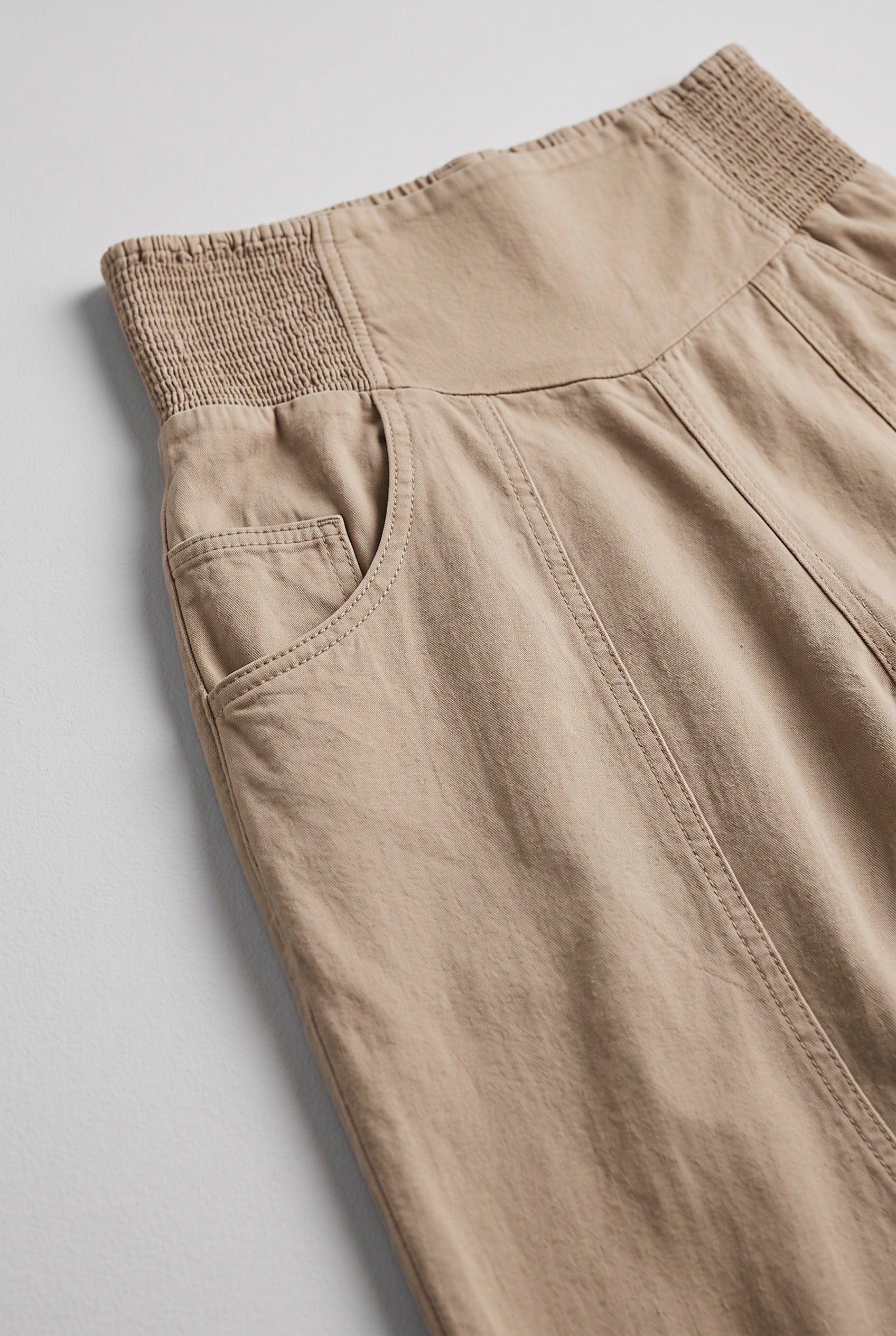 Women's Wide Leg Pants | Cropped Smocked Waist - 4