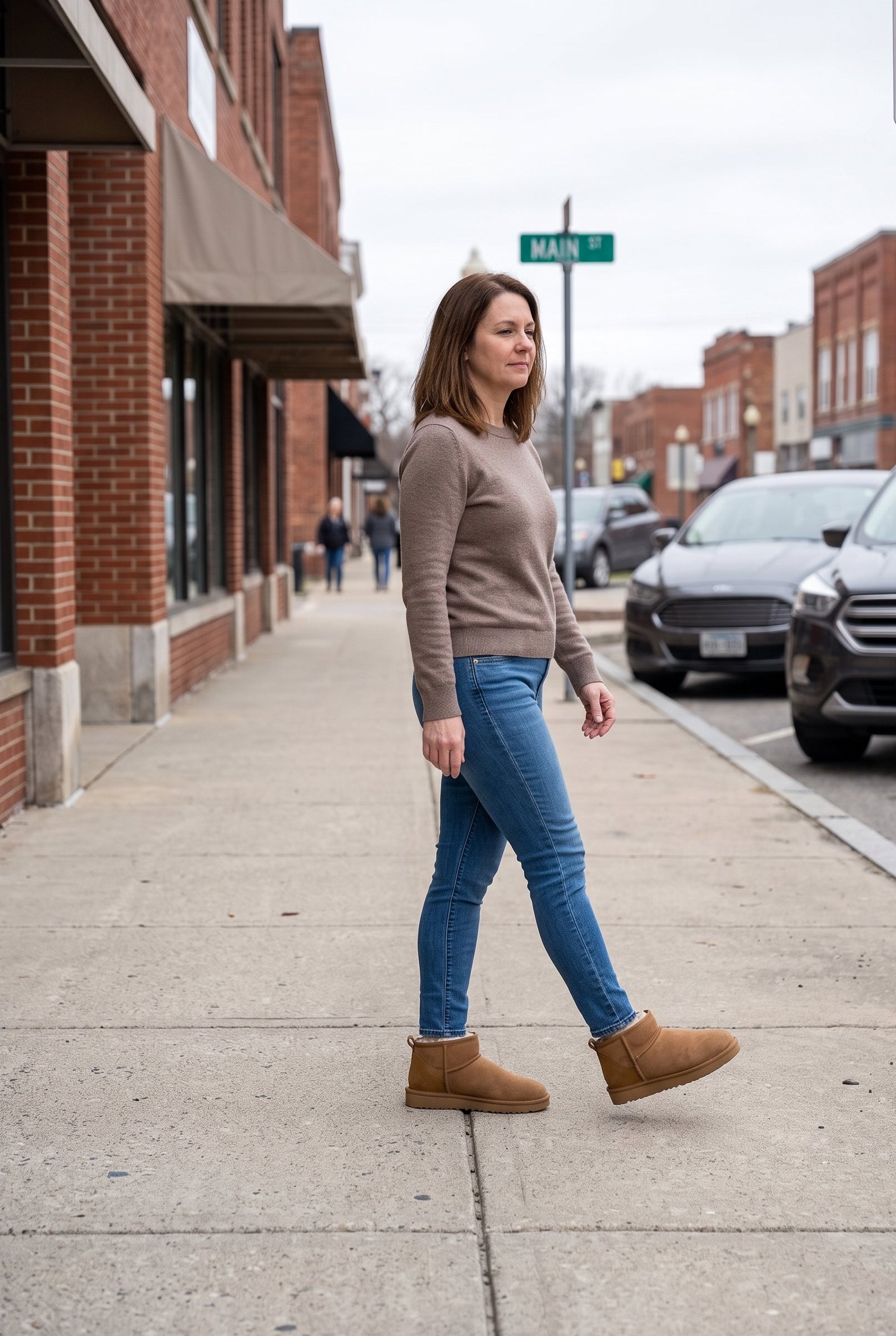 Women's Winter Boots | Pull-On Faux Fur Lined - Brown lifestyle