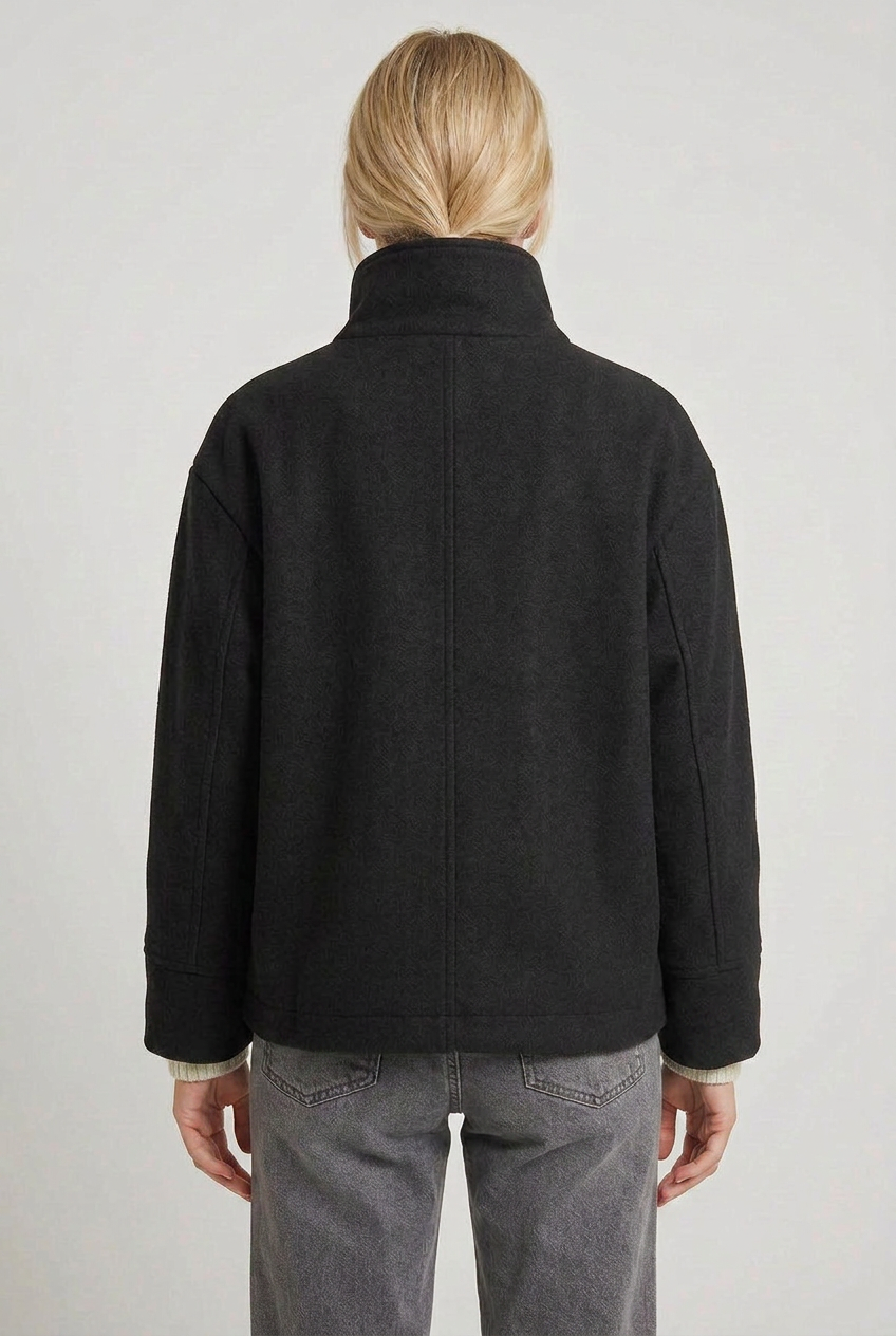 Women's Winter Jacket | Funnel Neck Button Front - 2